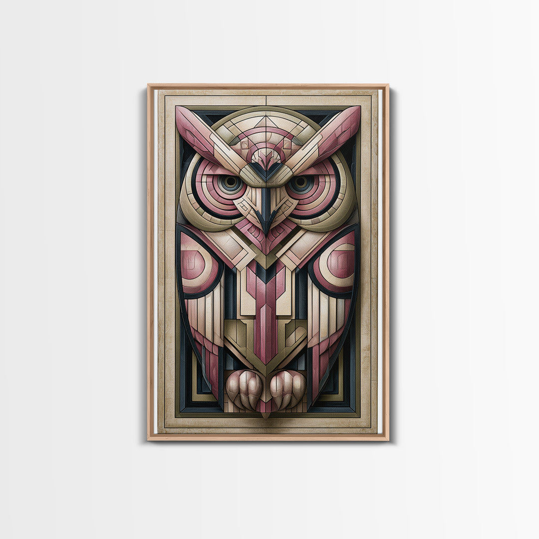Sacred Owl Formed from Symmetrical Linework Canvas Print, Sacred Geometry Art, Digital Art, Living Room Decor, Geometry, SGA-2x3-74