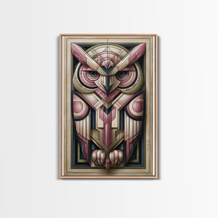 Sacred Owl Formed from Symmetrical Linework Canvas Print, Sacred Geometry Art, Digital Art, Living Room Decor, Geometry, SGA-2x3-74