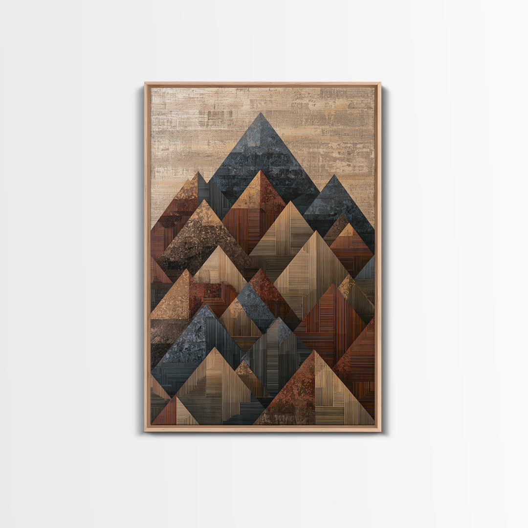 Triangle Mountain Landscape Framed Canvas Print, Sacred Geometry Art, Boho Wall Art, Living Room Decor, Fine Art, Geometry, SGA-2x3-97