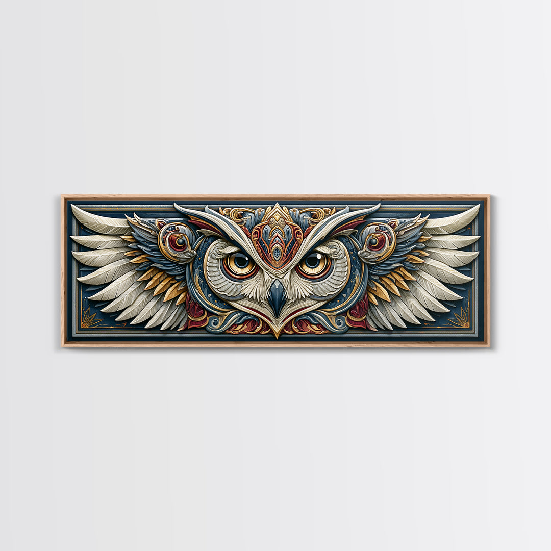 Sacred Owl Formed from Symmetrical Linework Canvas Print, Sacred Geometry Art, Wall Decor, Living Room Decor, Geometry, SGA-3x1-10
