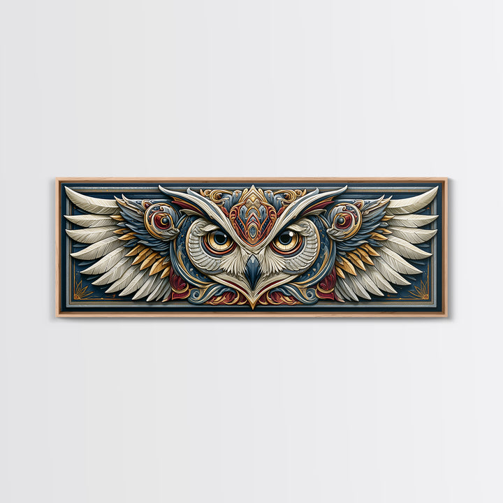Sacred Owl Formed from Symmetrical Linework Canvas Print, Sacred Geometry Art, Wall Decor, Living Room Decor, Geometry, SGA-3x1-10