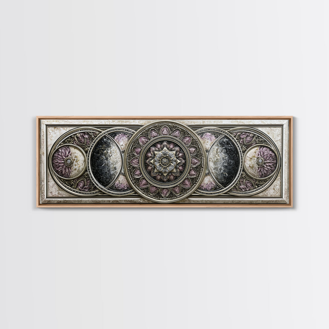 Moon Phase Mandala Canvas Print, Sacred Geometry Art, Wall Art, Living Room Decor, Fine Art, Geometry, Wall Art Print, SGA-3x1-30