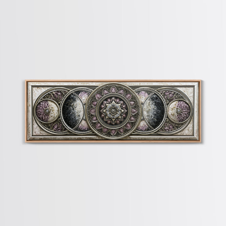Moon Phase Mandala Canvas Print, Sacred Geometry Art, Wall Art, Living Room Decor, Fine Art, Geometry, Wall Art Print, SGA-3x1-30
