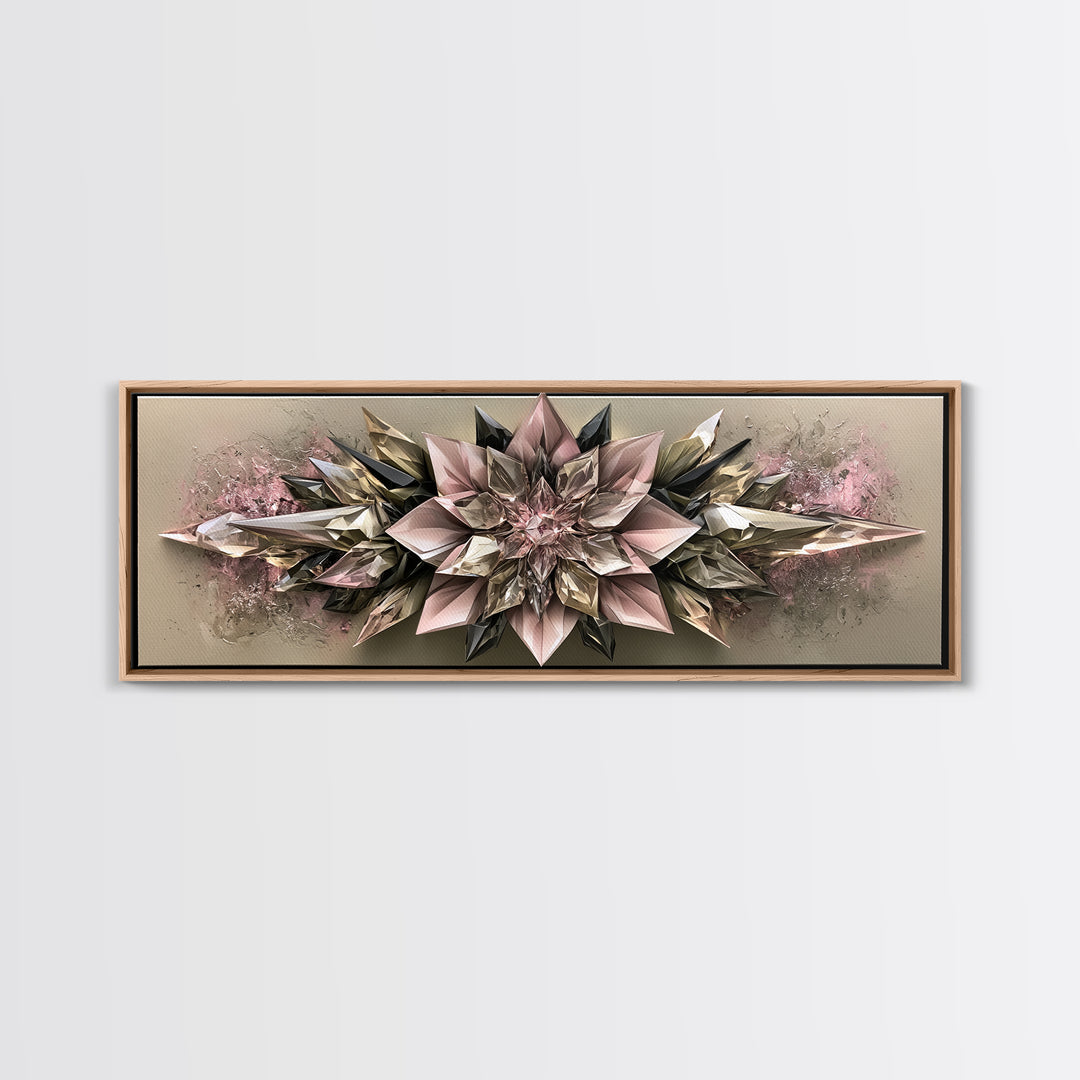 Crystal Lotus Arrangement Canvas Print, Sacred Geometry Art, Decorations, Living Room Decor, Geometry, Minimalist Decor, SGA-3x1-36