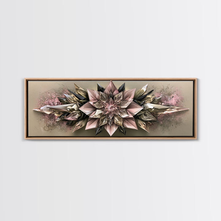 Crystal Lotus Arrangement Canvas Print, Sacred Geometry Art, Decorations, Living Room Decor, Geometry, Minimalist Decor, SGA-3x1-36