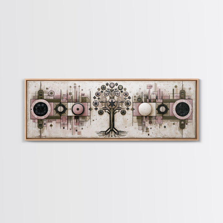 Geometric Tree of Life Framed Canvas Print, Sacred Geometry Art, Contemporary Art, Living Room Decor, Fine Art, Geometry, SGA-3x1-55