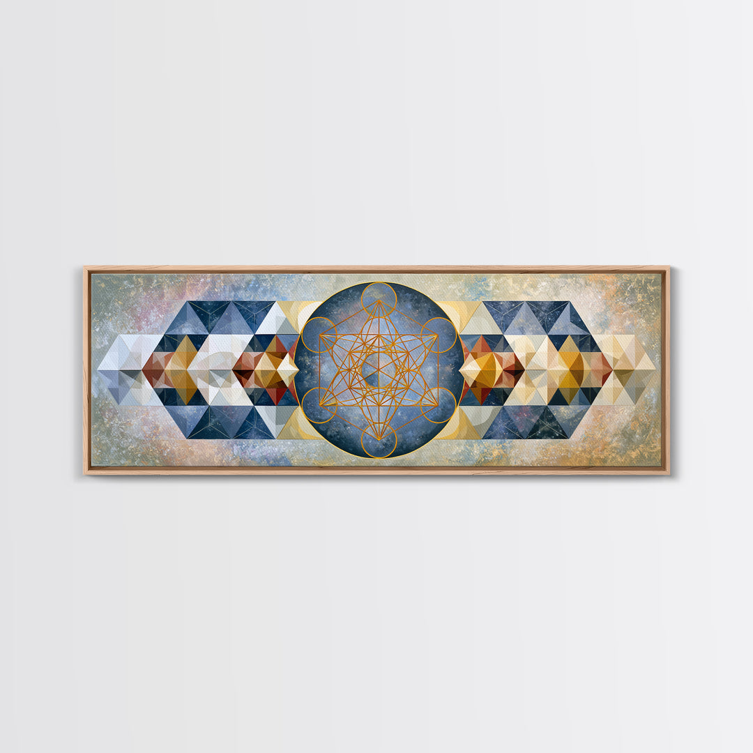 Metatron Cube with Celestial Background Canvas Print, Sacred Geometry Art, Large Wall Art, Living Room Decor, Geometry, SGA-3x1-67