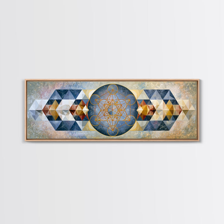 Metatron Cube with Celestial Background Canvas Print, Sacred Geometry Art, Large Wall Art, Living Room Decor, Geometry, SGA-3x1-67