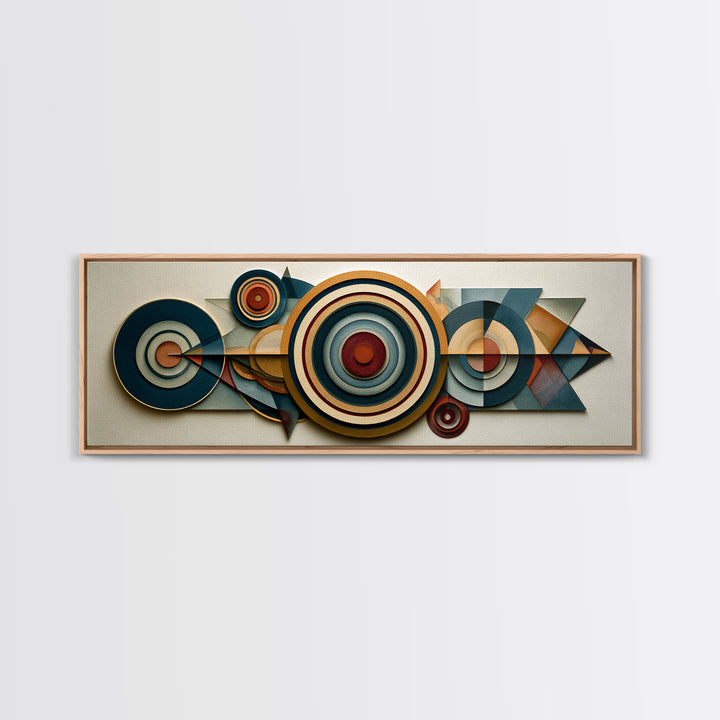 Concentric Circles and Triangles Framed Canvas Print, Sacred Geometry Art, Abstract Art Print, Living Room Decor, Geometry, SGA-3x1-73