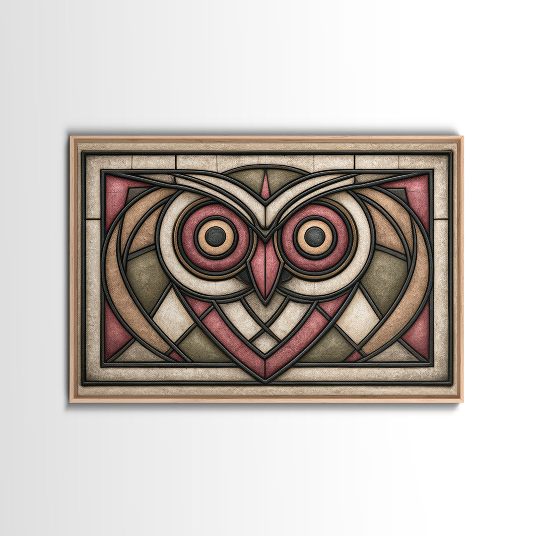 Sacred Owl Formed from Symmetrical Linework Canvas Print, Sacred Geometry Art, Boho Decor, Living Room Decor, Geometry, SGA-3x2-46