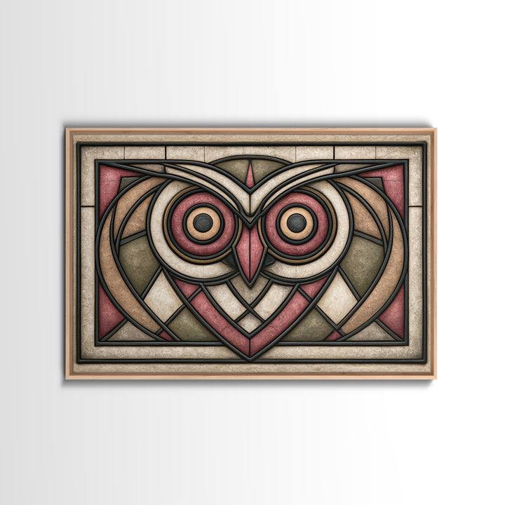 Sacred Owl Formed from Symmetrical Linework Canvas Print, Sacred Geometry Art, Boho Decor, Living Room Decor, Geometry, SGA-3x2-46