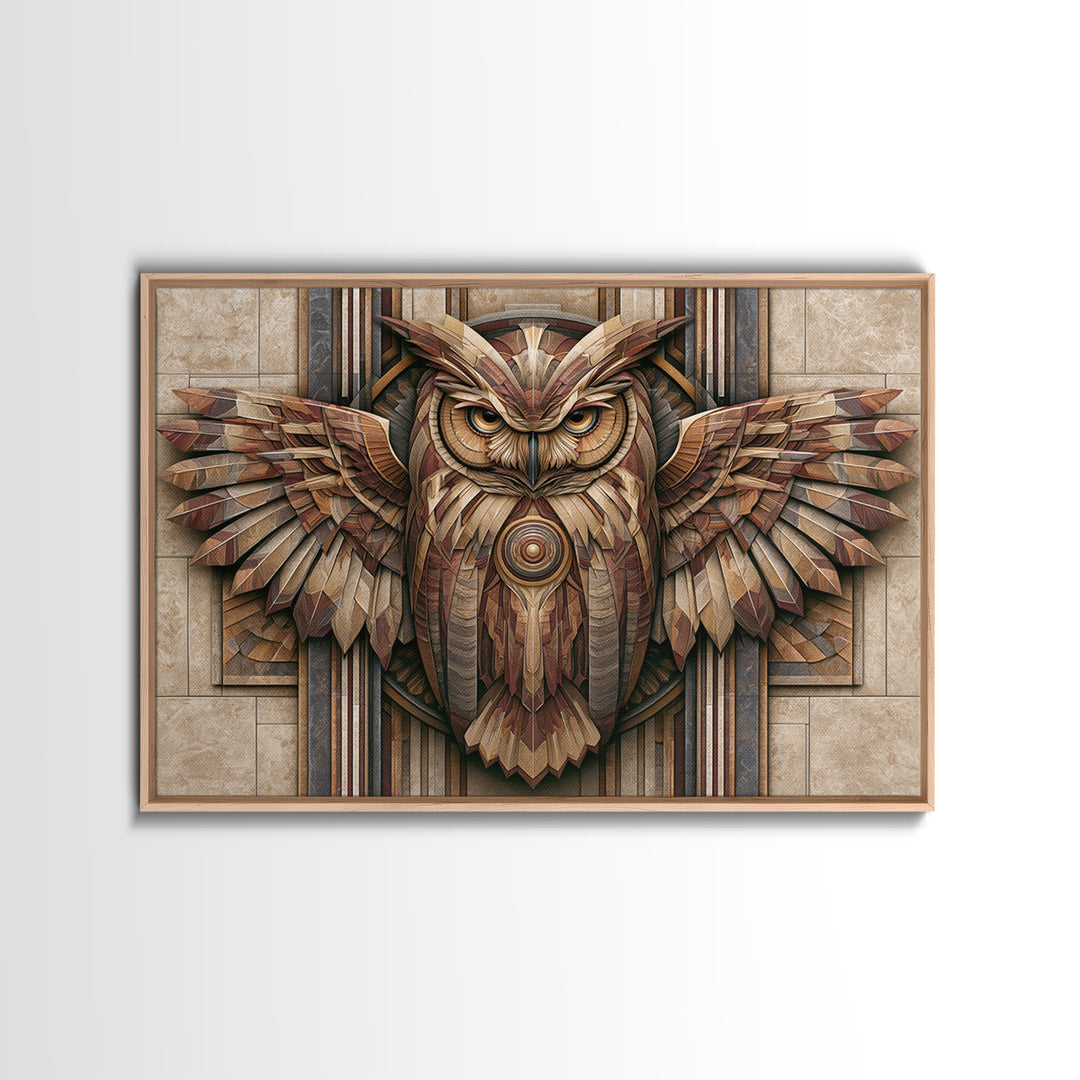Sacred Owl Formed from Symmetrical Linework Canvas Print, Sacred Geometry Art, Geometric Wall Art, Living Room Decor, Geometry, SGA-3x2-94