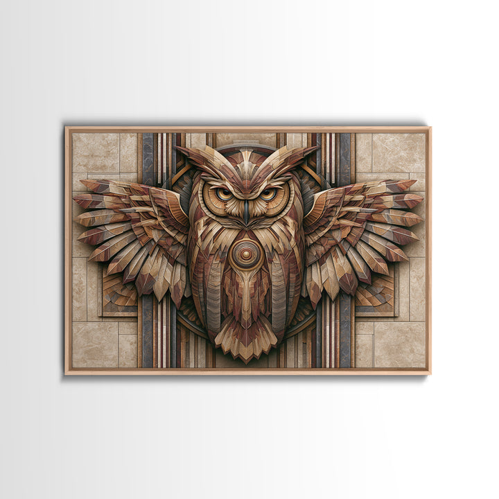 Sacred Owl Formed from Symmetrical Linework Canvas Print, Sacred Geometry Art, Geometric Wall Art, Living Room Decor, Geometry, SGA-3x2-94
