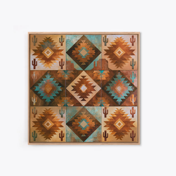 Navajo Geometric Pattern Framed Canvas Print, Southwestern Art, Western Wall Art, Southwestern Decor, Abstract Art, Mesa, SOU-1x1-52
