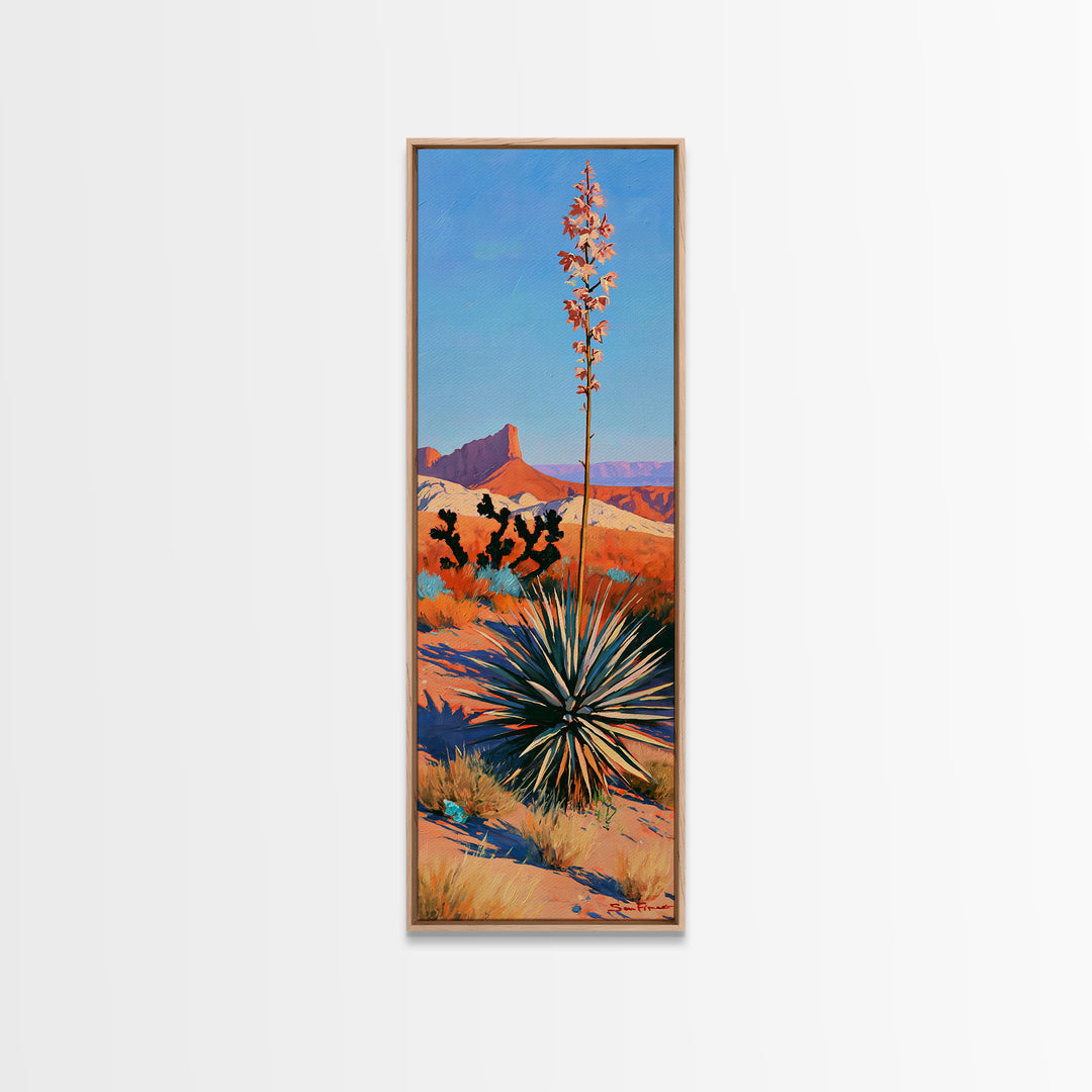 Yucca Blooms Against Clear Blue Sky Canvas Print, Southwestern Art, Western Decor, Southwestern Decor, Fine Art, Mesa, SOU-1x3-56