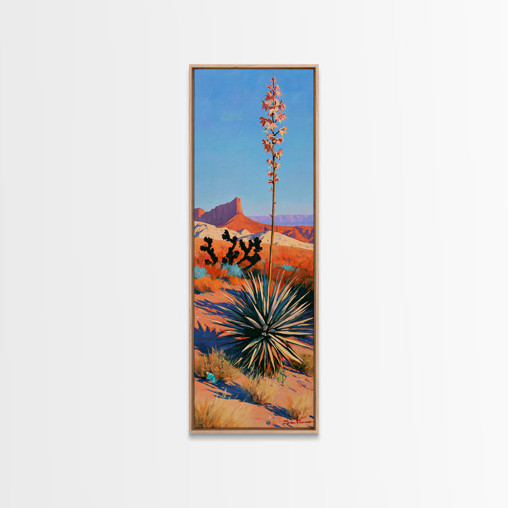 Yucca Blooms Against Clear Blue Sky Canvas Print, Southwestern Art, Western Decor, Southwestern Decor, Fine Art, Mesa, SOU-1x3-56