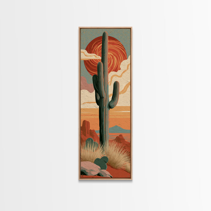 Saguaro Cactus under Enormous Sunset Canvas Print, Southwestern Art, Contemporary Art, Southwestern Decor, Fine Art, Mesa, SOU-1x3-86