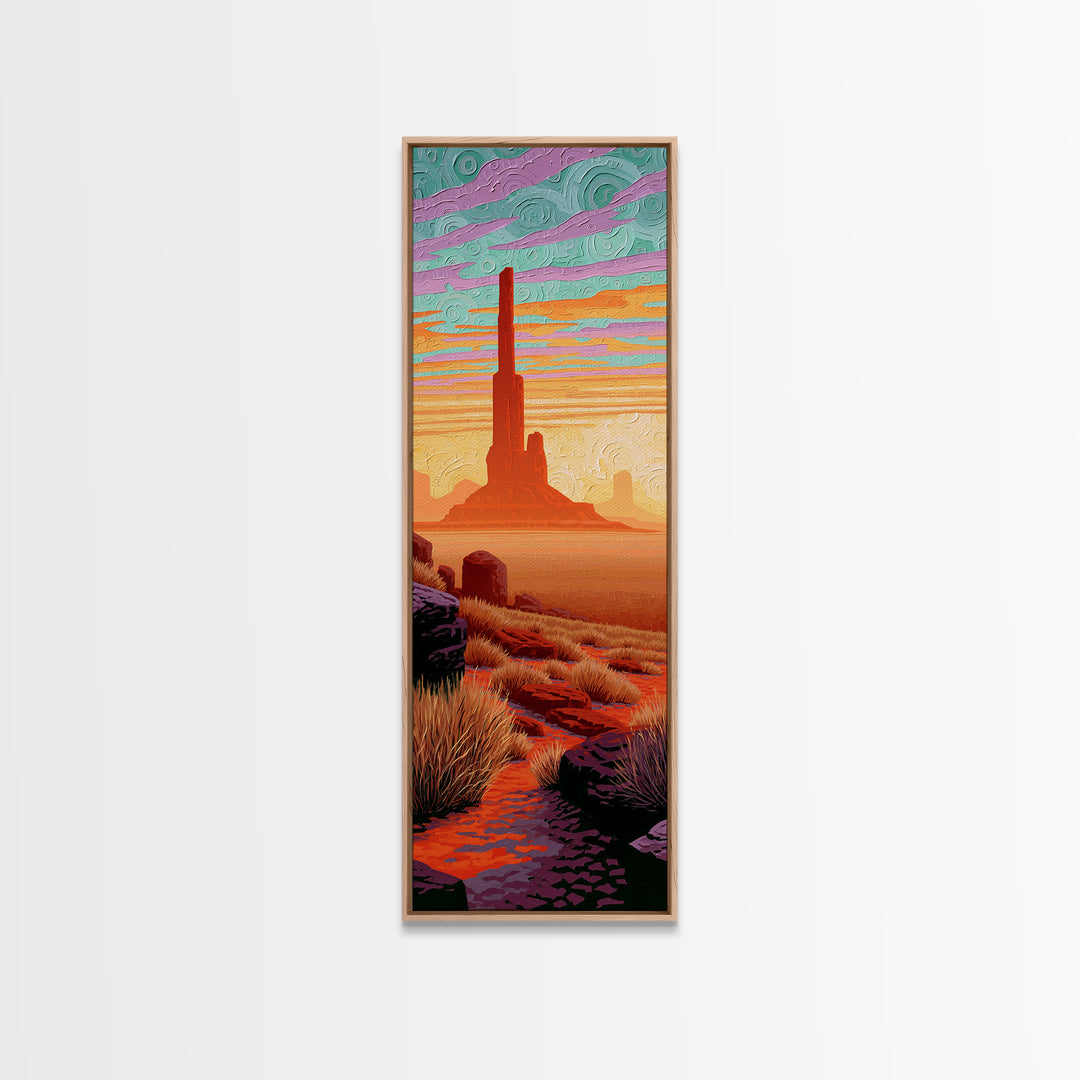 Monument Valley Silhouette Canvas Print, Southwestern Art, Room Decor, Southwestern Decor, Fine Art, Mesa, Digital Wall Art, SOU-1x3-94