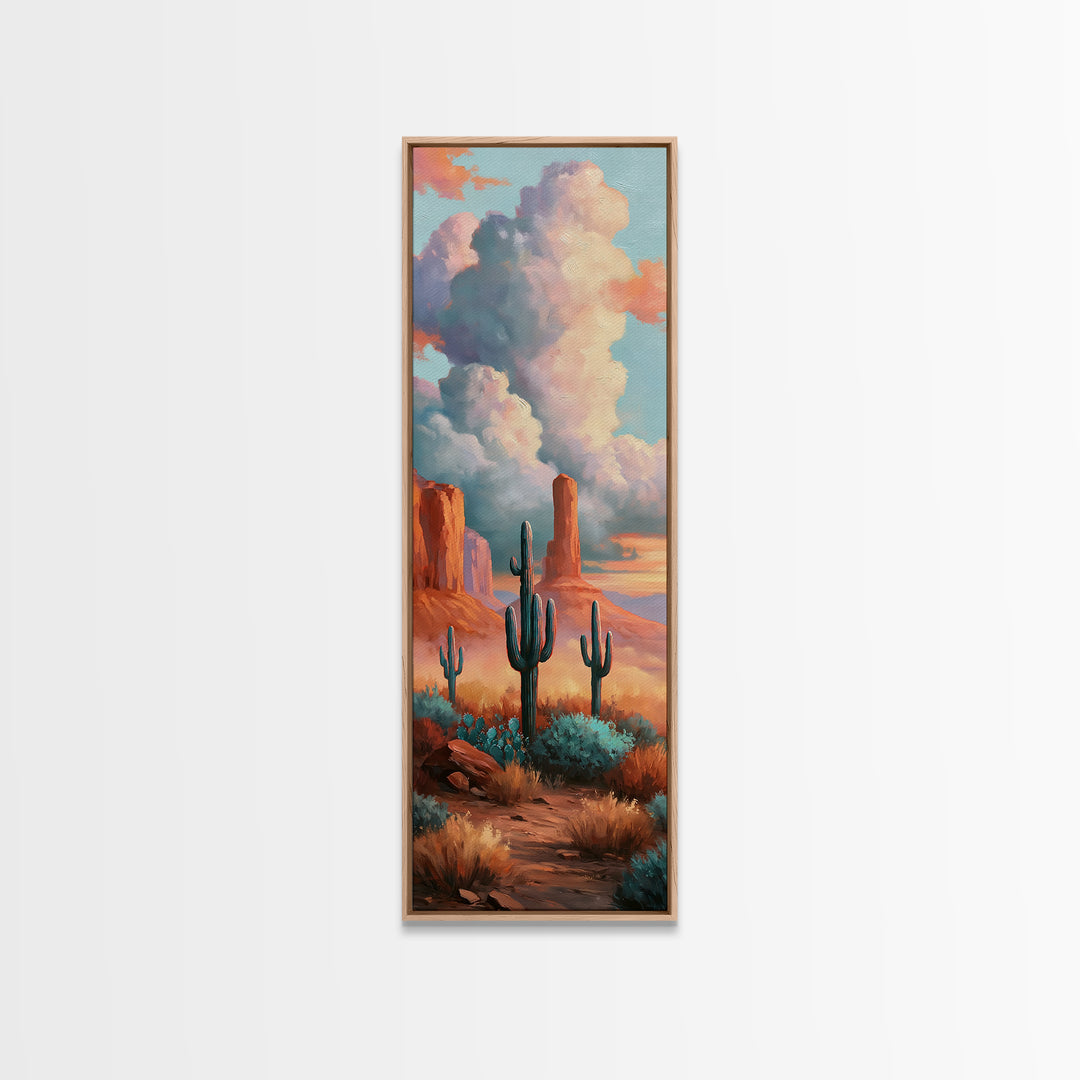 Desert Storm Clouds Framed Canvas Print, Southwestern Art, Western Home Decor, Southwestern Decor, Fine Art, Mesa, Room Decor, SOU-1x3-96