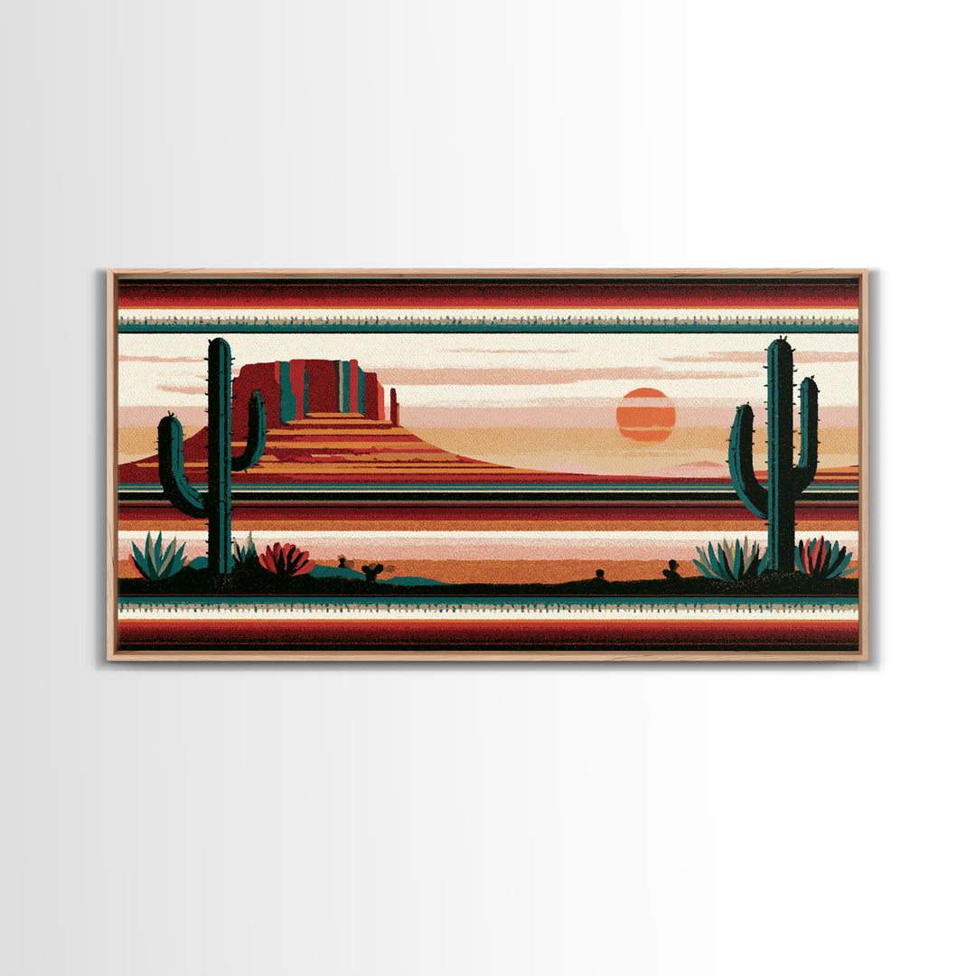 Navajo Geometric Pattern Canvas Print, Southwestern Art, Painting, Southwestern Decor, Abstract Art, Mesa, Tapestry Wall Art, SOU-2x1-48