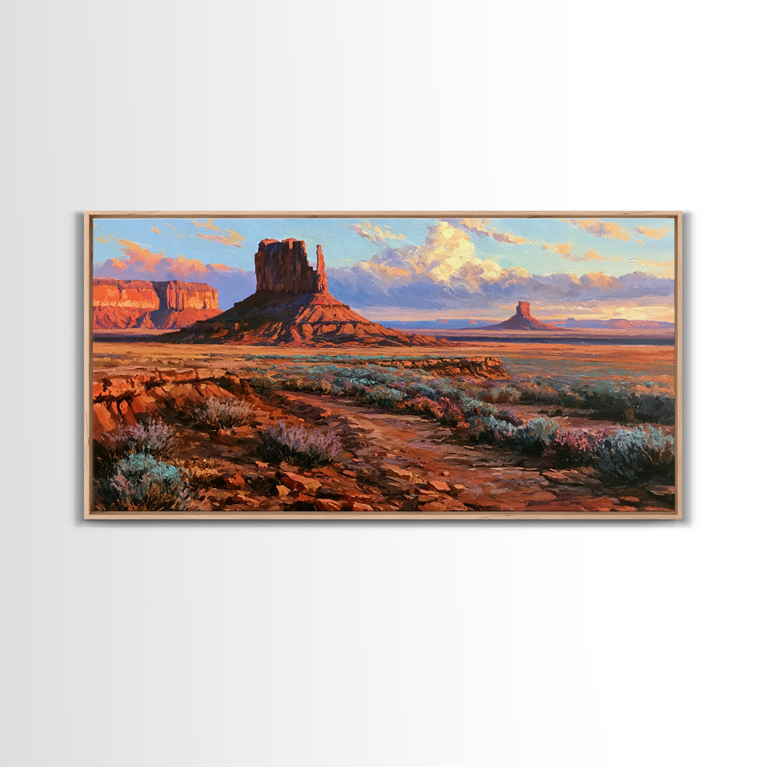 Desert Mesas in Terracotta and Turquoise Canvas Print, Southwestern Art, Western Wall Art, Southwestern Decor, Fine Art, Mesa, SOU-2x1-69