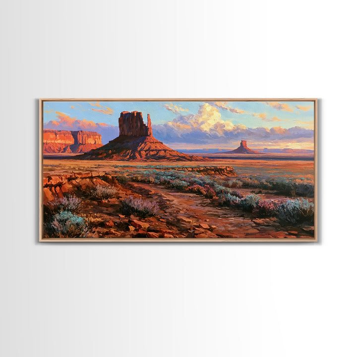 Desert Mesas in Terracotta and Turquoise Canvas Print, Southwestern Art, Western Wall Art, Southwestern Decor, Fine Art, Mesa, SOU-2x1-69