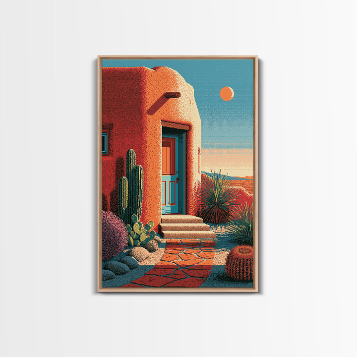 Adobe Doorway with Turquoise Blue Shadow Canvas Print, Southwestern Art, Western Decor, Southwestern Decor, Fine Art, Mesa, SOU-2x3-61