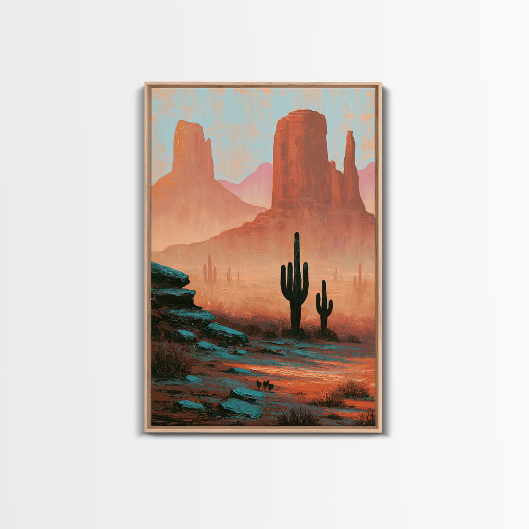 Monument Valley Silhouette Canvas Print, Southwestern Art, Oil Painting, Southwestern Decor, Fine Art, Mesa, Oil Paintings, SOU-2x3-66