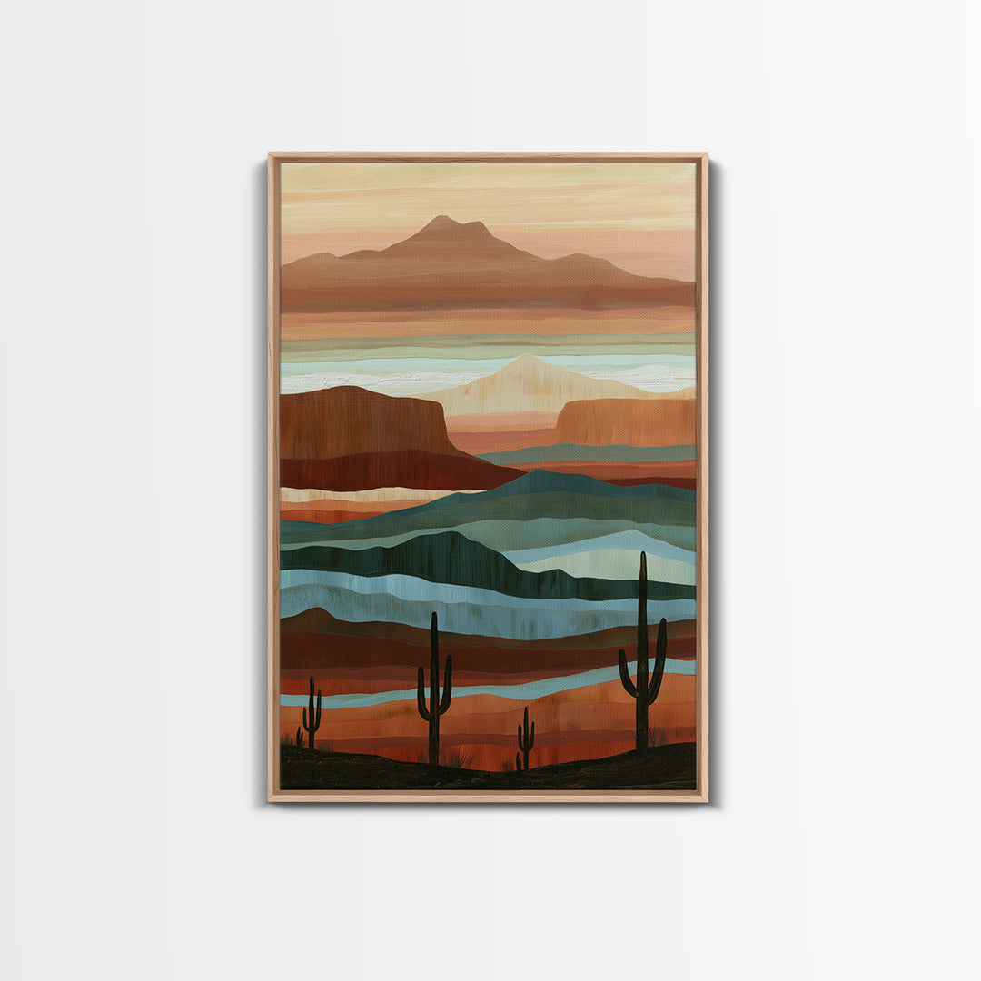 Abstract Canyon Layers Framed Canvas Print, Southwestern Art, Large Wall Art, Southwestern Decor, Mesa, Farmhouse Wall Art, SOU-2x3-74