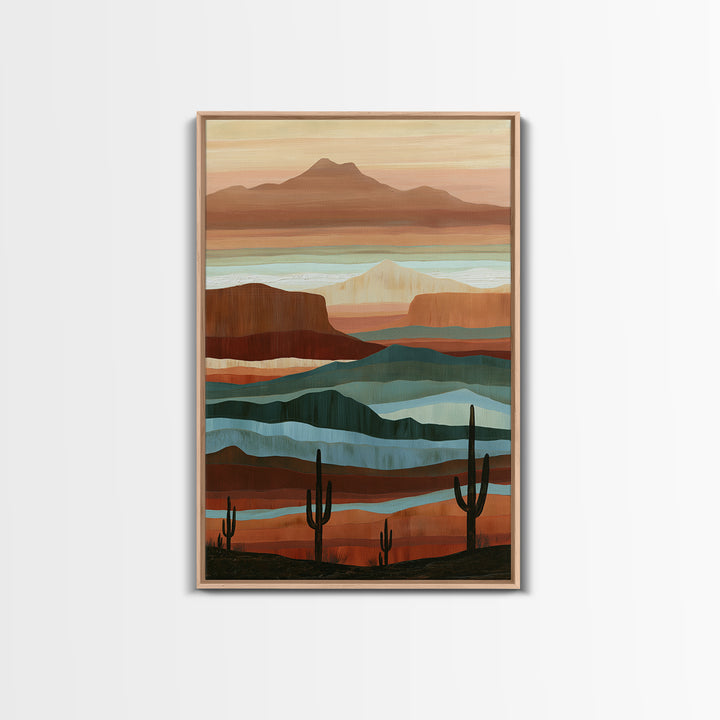 Abstract Canyon Layers Framed Canvas Print, Southwestern Art, Large Wall Art, Southwestern Decor, Mesa, Farmhouse Wall Art, SOU-2x3-74