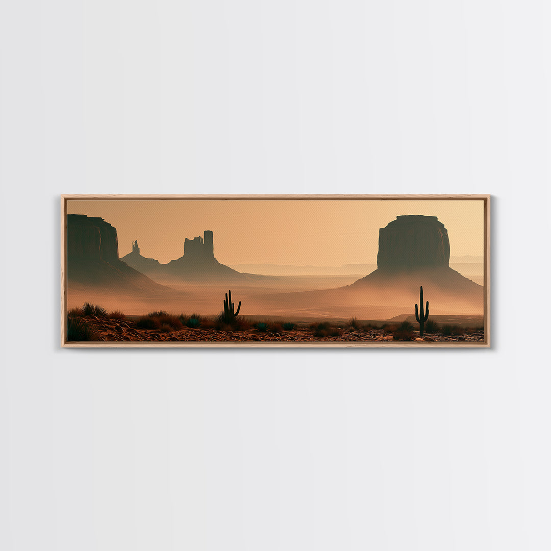 Monument Valley Silhouette Framed Canvas Print, Southwestern Art, Farmhouse Wall Art, Southwestern Decor, Fine Art, Mesa, SOU-3x1-74