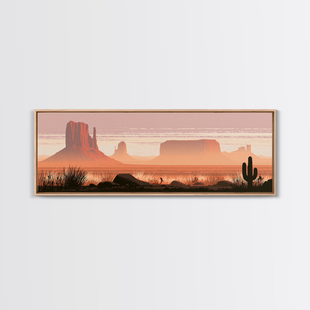 Monument Valley Silhouette Canvas Print, Southwestern Art, Western Art, Southwestern Decor, Oil Painting, Mesa, SOU-3x1-98