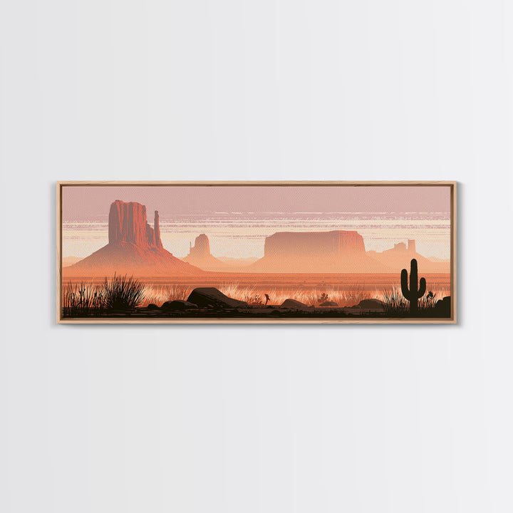 Monument Valley Silhouette Canvas Print, Southwestern Art, Western Art, Southwestern Decor, Oil Painting, Mesa, SOU-3x1-98