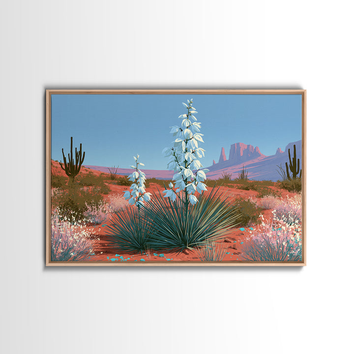 Yucca Blooms Against Clear Blue Sky Canvas Print, Southwestern Art, Gallery Decor, Southwestern Decor, Fine Art, Mesa, SOU-3x2-48