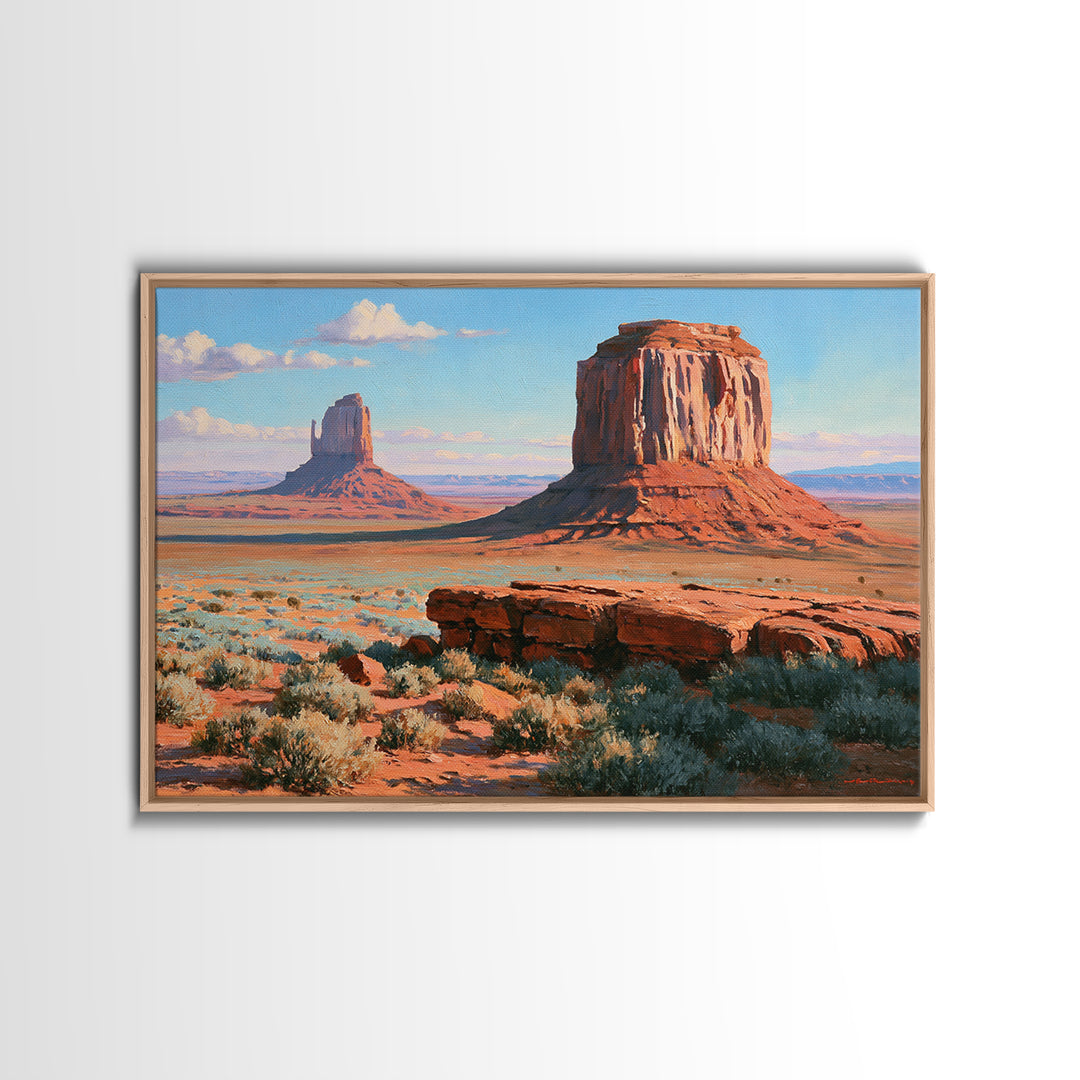 Desert Mesas in Terracotta and Turquoise Canvas Print, Southwestern Art, Modern Decor, Southwestern Decor, Fine Art, Mesa, SOU-3x2-53