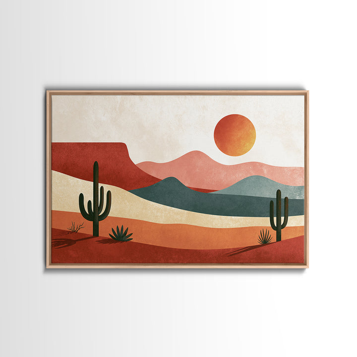 Abstract Canyon Layers Framed Canvas Print, Southwestern Art, Landscape Painting, Southwestern Decor, Watercolor Art, Mesa, SOU-3x2-70
