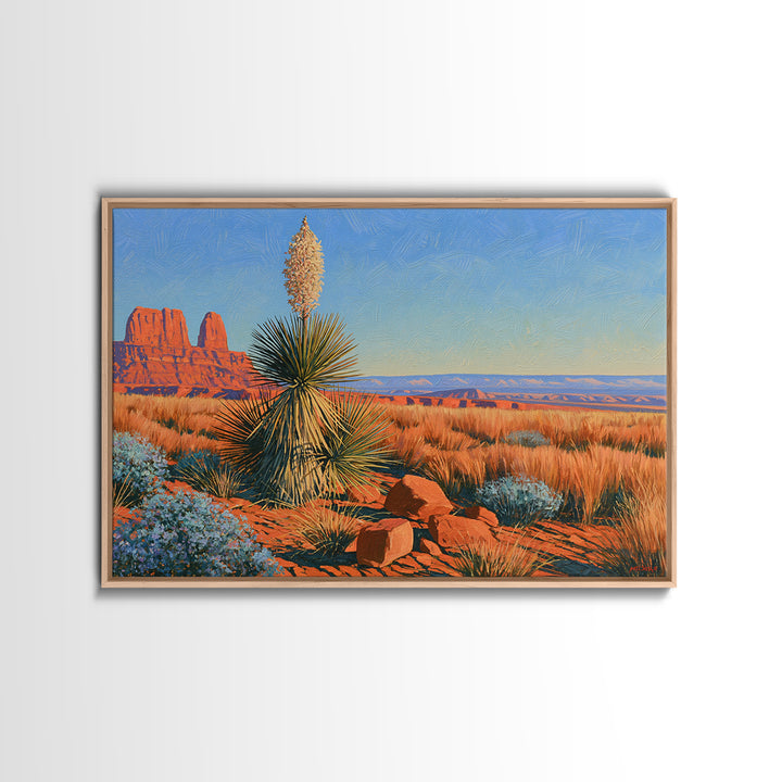 Yucca Blooms Against Clear Blue Sky Canvas Print, Southwestern Art, Contemporary Art, Southwestern Decor, Fine Art, Mesa, SOU-3x2-72