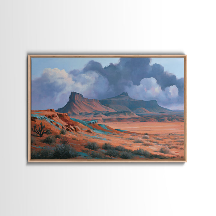 Desert Storm Clouds Canvas Print, Southwestern Art, Southwestern Decor, Oil Painting, Mesa, Boho Decor, Tapestry Wall Art, SOU-3x2-88