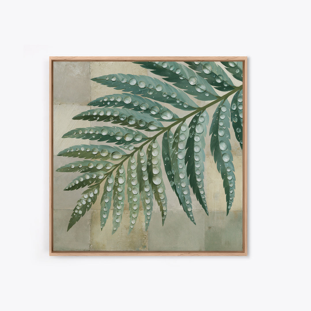 Fern Leaf Closeup Framed Canvas Print, Spa Art, Dog Wall Art, Spa Decor, Watercolor Art, Serenity, Dog Canvas, SPA-1x1-11