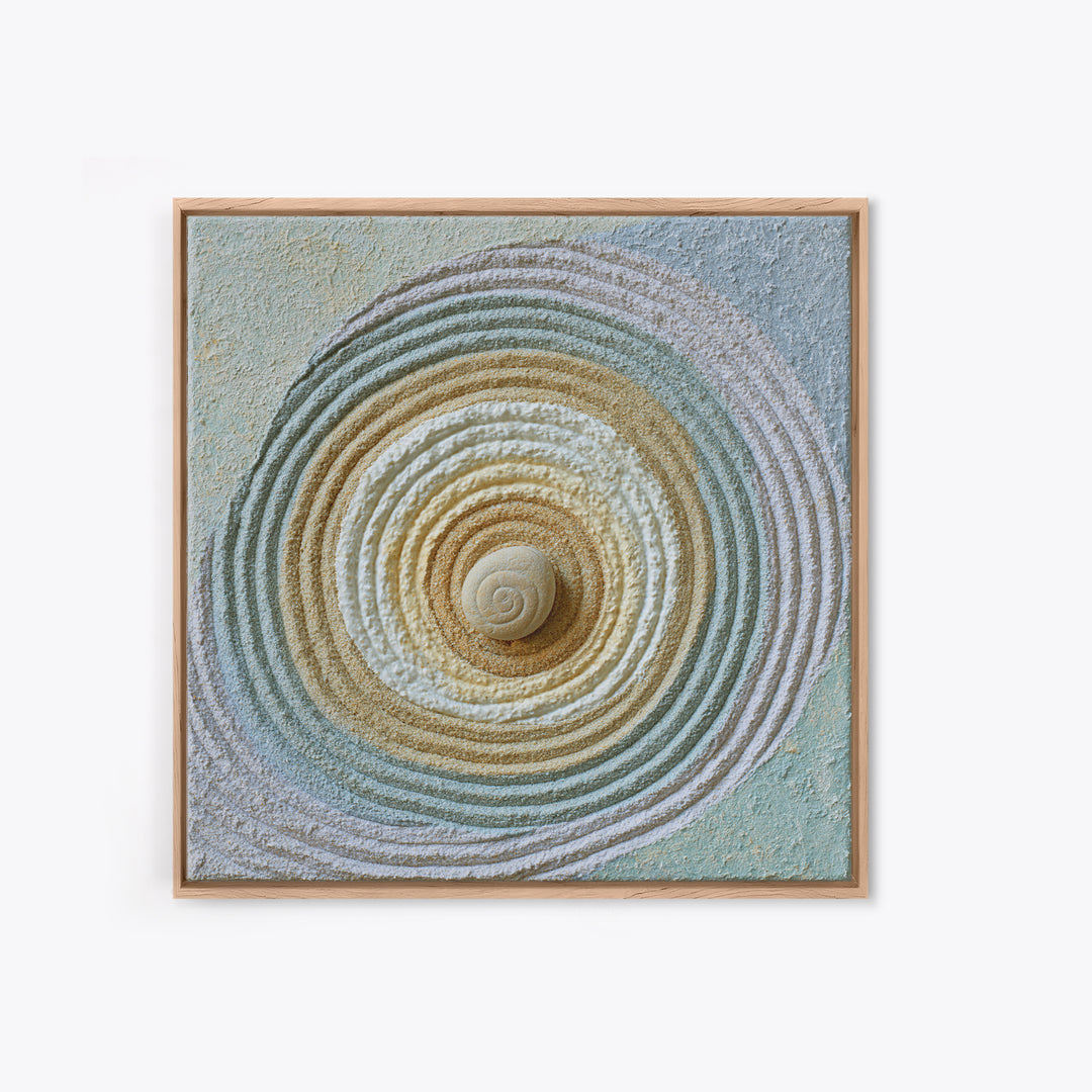 Sand Garden Lines Framed Canvas Print, Spa Art, Spa Decor, Oil Painting, Serenity, Minimalist Art, Feminine Wall Art, SPA-1x1-12