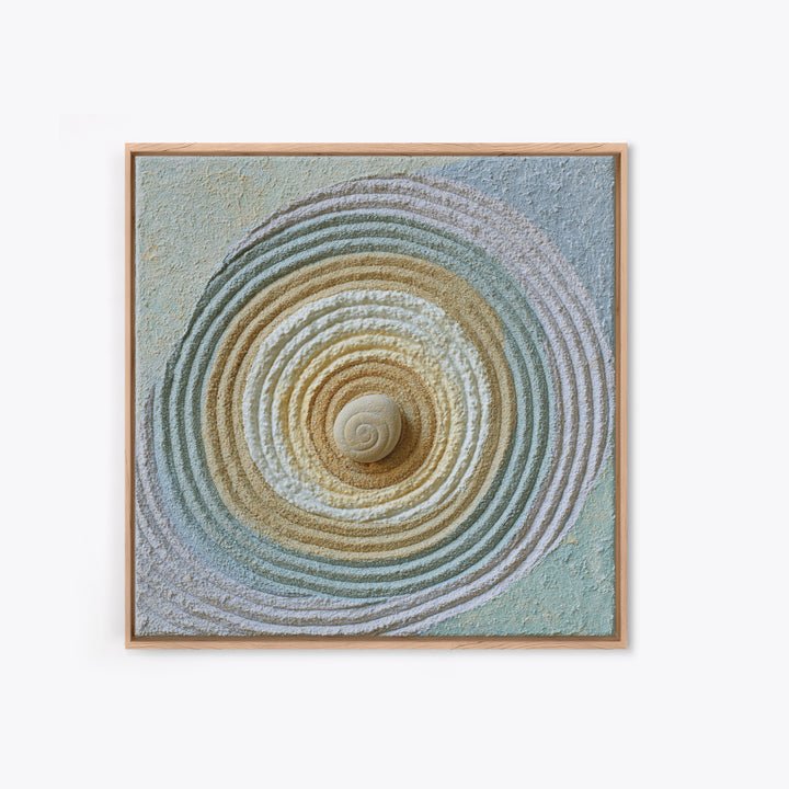Sand Garden Lines Framed Canvas Print, Spa Art, Spa Decor, Oil Painting, Serenity, Minimalist Art, Feminine Wall Art, SPA-1x1-12
