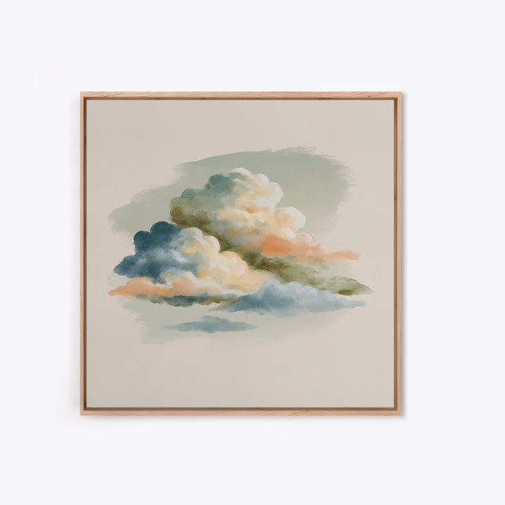 Soft Cloudscape in Cream and Sage Canvas Print, Spa Art, Wildlife Wall Art, Spa Decor, Watercolor Art, Serenity, SPA-1x1-13