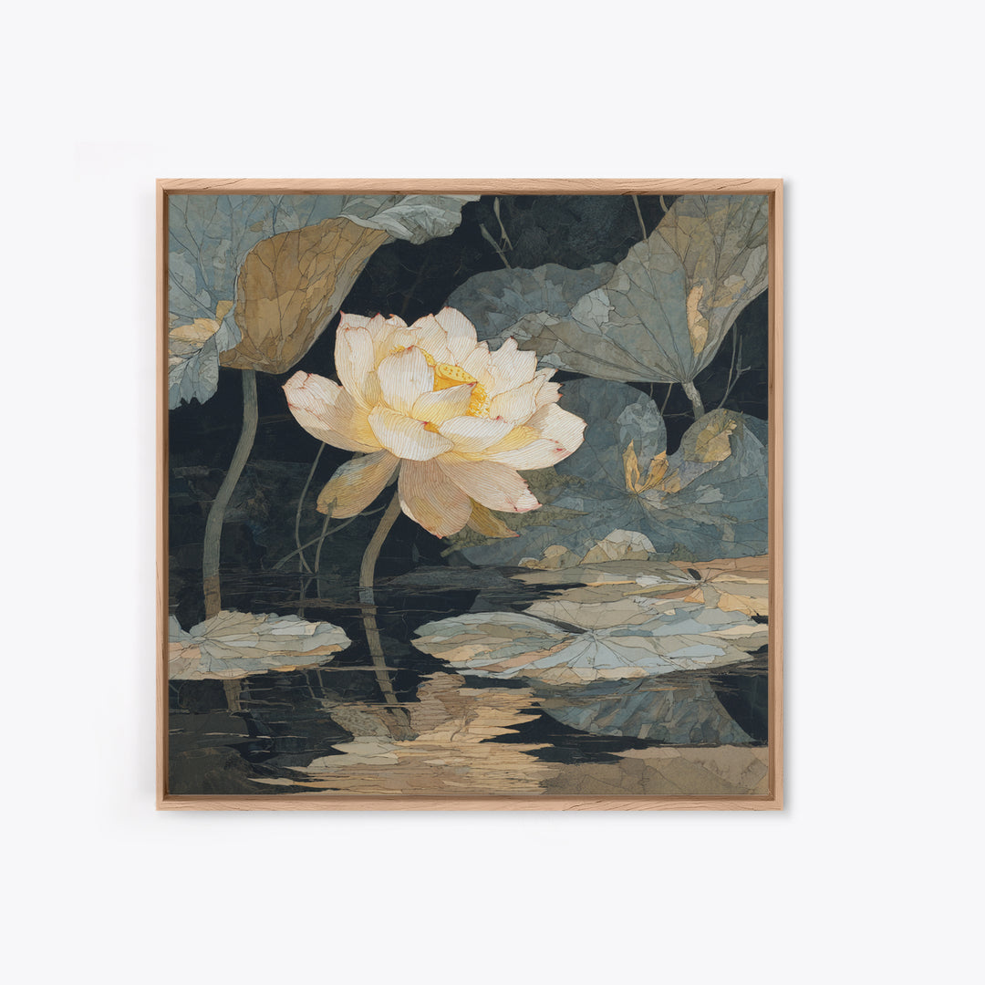 Minimal Face with Closed Eyes and Flowers Canvas Print, Spa Art, Minimalist Art, Spa Decor, Fine Art, Serenity, Tarot Card Art, SPA-1x1-19