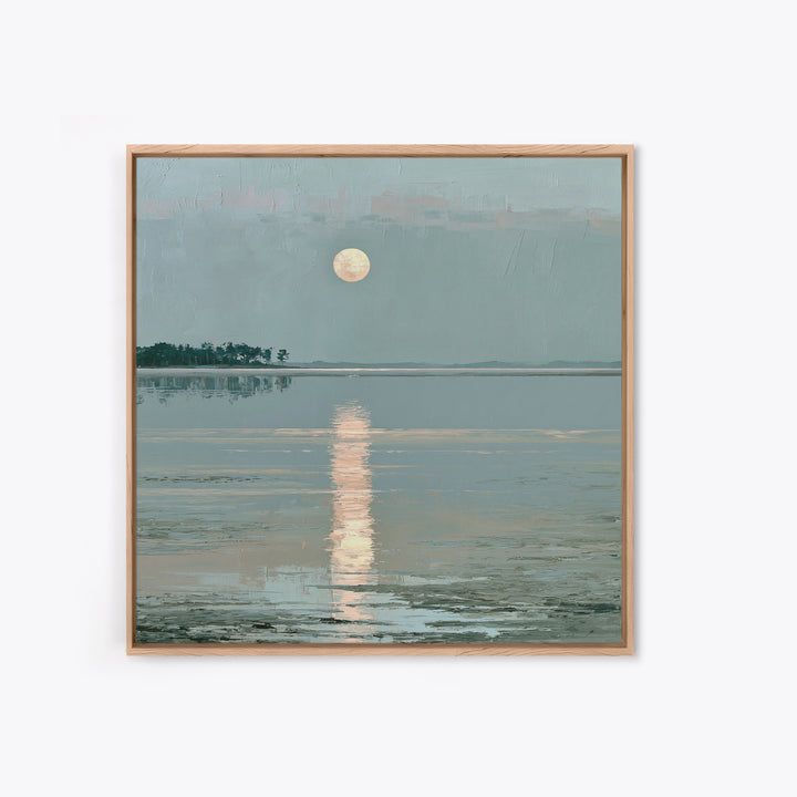Moonlit Lake Reflection Canvas Print, Spa Art, Abstract, Spa Decor, Watercolor Art, Serenity, City Art, Spa Wall Art, SPA-1x1-23