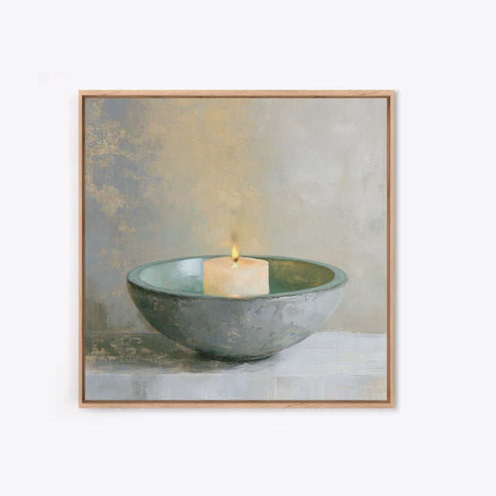 Warm Candle Flame Framed Canvas Print, Spa Art, Textured Painting, Spa Decor, Abstract Art, Serenity, Travel Poster, SPA-1x1-33