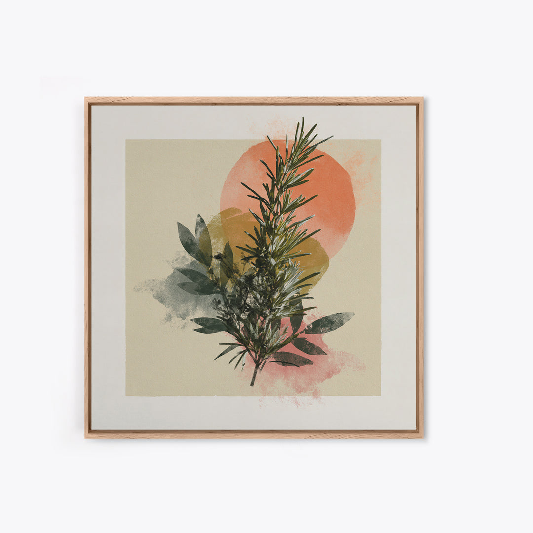 Botanical Herbal Arrangement Framed Canvas Print, Spa Art, Gallery Decor, Spa Decor, Fine Art, Serenity, Wall Art, Home Decor, SPA-1x1-38