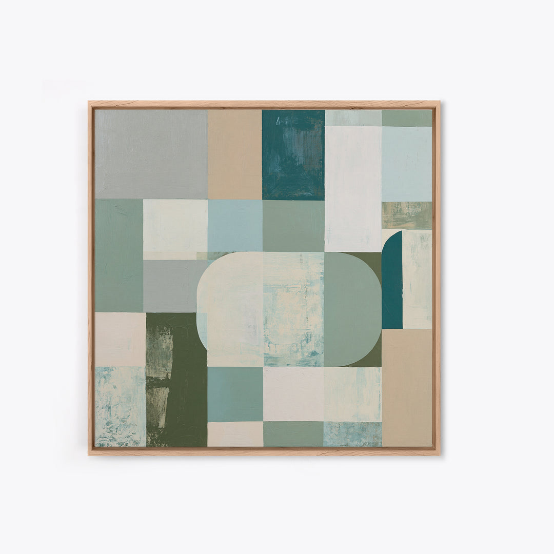Sage and Ivory Geometric Calm Composition Canvas Print, Spa Art, Luxury Decor, Spa Decor, Abstract Art, Serenity, SPA-1x1-45