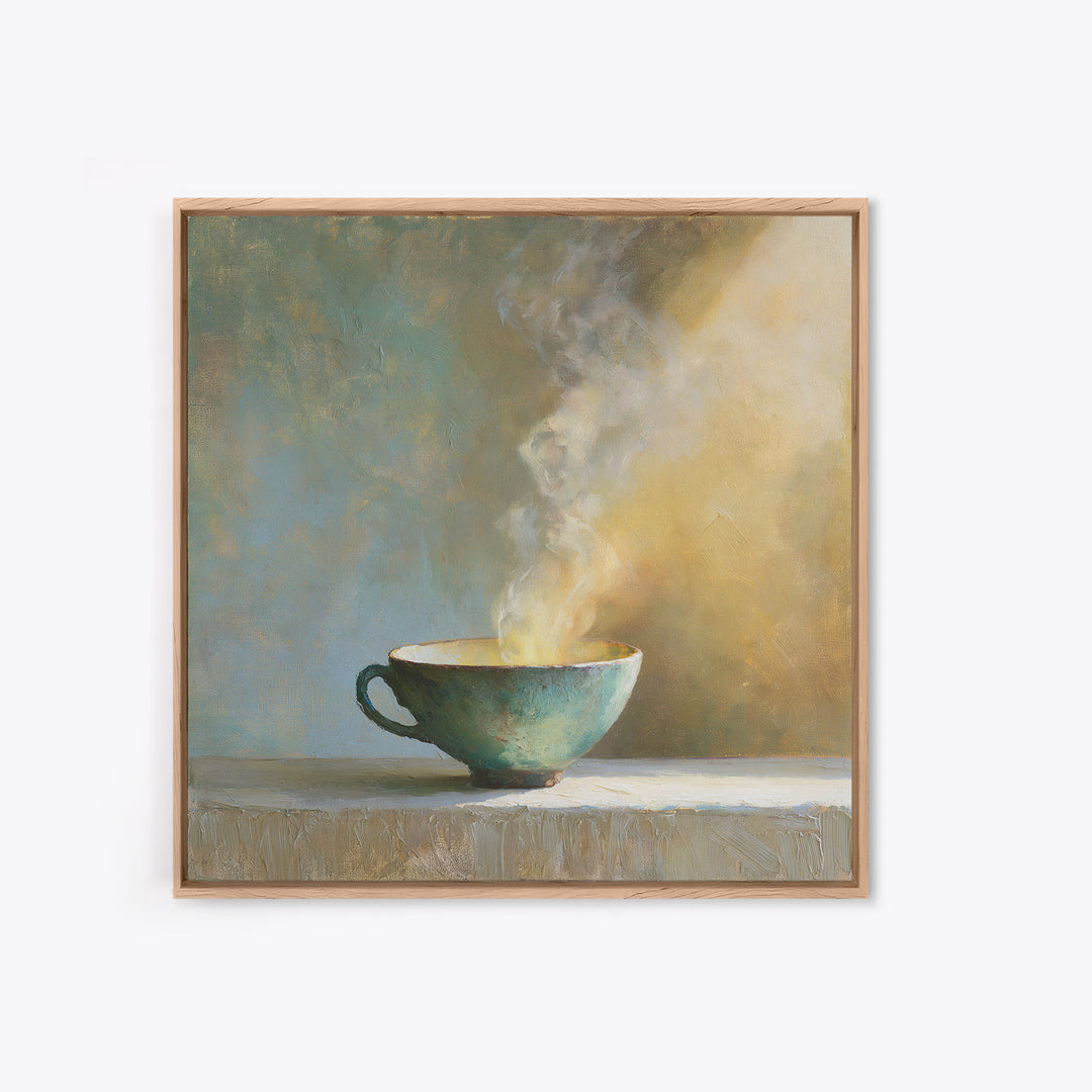 Tea Bowl and Steam Still Life Framed Canvas Print, Spa Art, Esthetician Decor, Spa Decor, Fine Art, Serenity, Room Decor, SPA-1x1-46