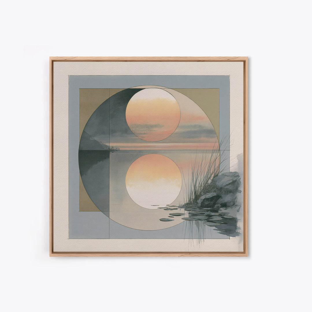 Moonlit Lake Reflection Framed Canvas Print, Spa Art, Feminine Wall Art, Spa Decor, Fine Art, Serenity, Hair Salon Wall Art, SPA-1x1-47