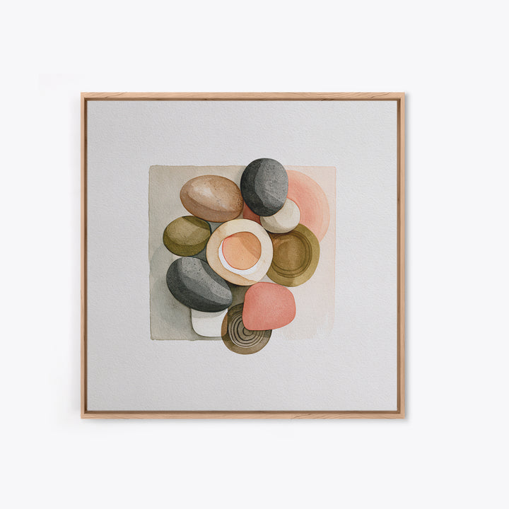 Pebble Texture Abstract Framed Canvas Print, Spa Art, Neutral Decor, Spa Decor, Fine Art, Serenity, Home Decor, Wall Decor, SPA-1x1-63